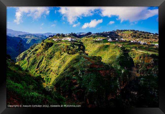 View of the Moya ravine, on the island of Gran Canaria, panorami Framed Print by Joaquin Corbalan