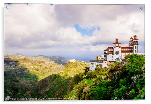 View of the Moya ravine, on the island of Gran Canaria, panorami Acrylic by Joaquin Corbalan
