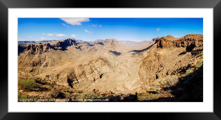 Views of the Fataga valley in Gran Canaria, from the viewpoint o Framed Mounted Print by Joaquin Corbalan