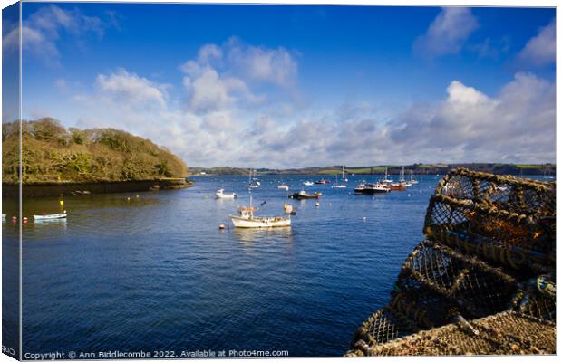 Mylor Harbour Canvas Print by Ann Biddlecombe