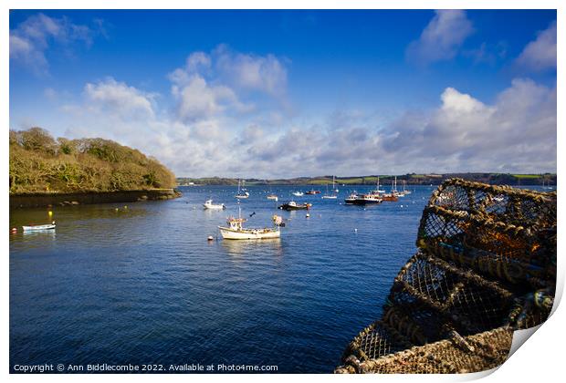 Mylor Harbour Print by Ann Biddlecombe