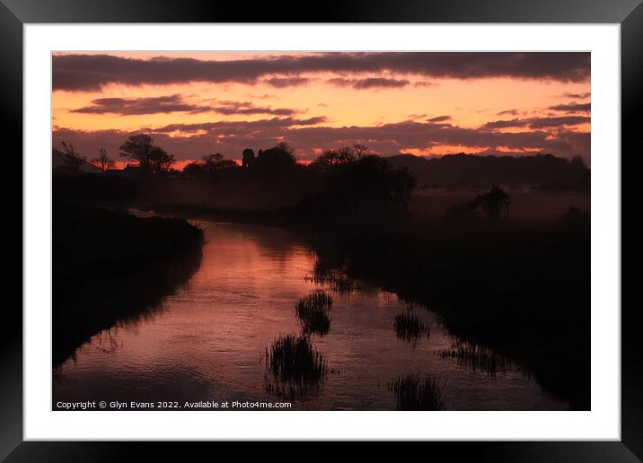 Winter evening along the river. Framed Mounted Print by Glyn Evans