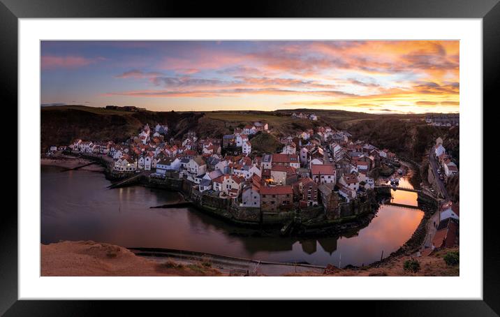 Staithes Sunset Framed Mounted Print by David Semmens