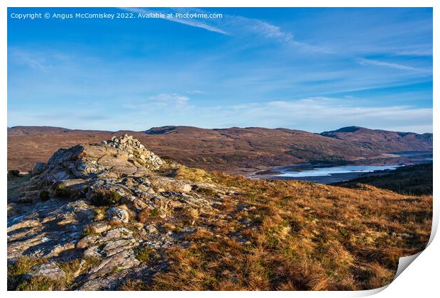 Meall Mor summit with view east to Loch Achall Print by Angus McComiskey