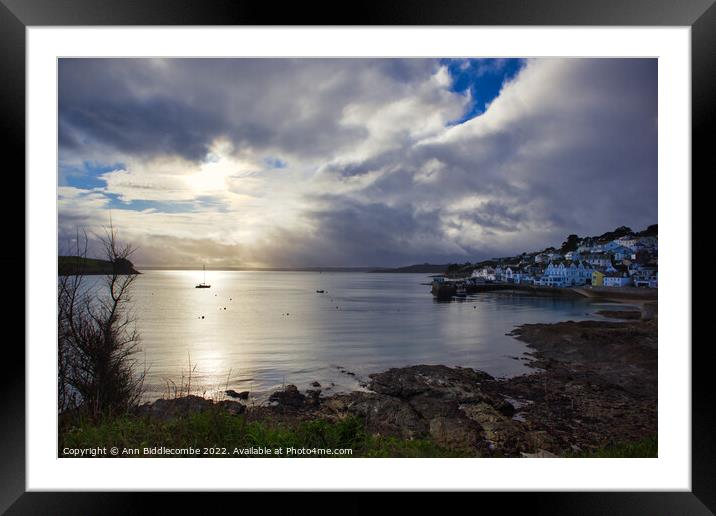 St Mawes under cloudy Skys Framed Mounted Print by Ann Biddlecombe