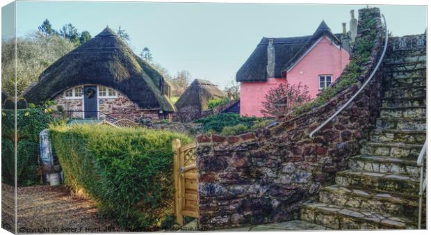 Thatched Houses Cockington Torquay  Canvas Print by Peter F Hunt