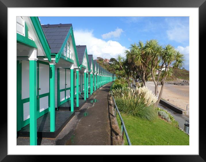 Beach Huts at Langland Bay. Framed Mounted Print by Becky Dix