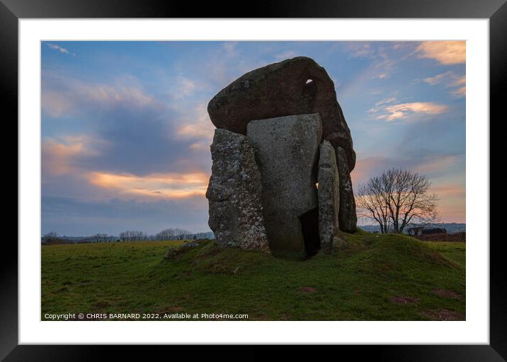 Sunset Trethevy Quoit Framed Mounted Print by CHRIS BARNARD