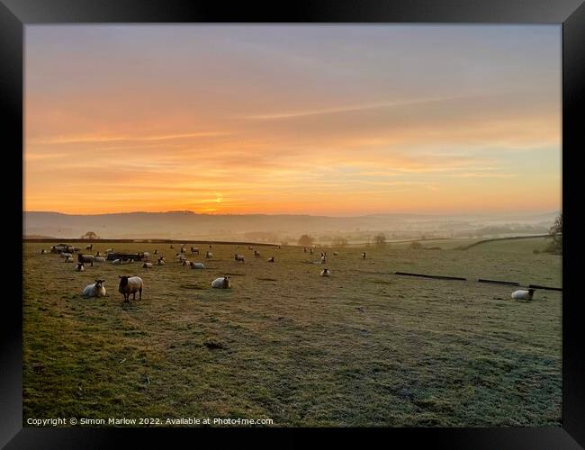 Vibrant Shropshire Sunrise Framed Print by Simon Marlow
