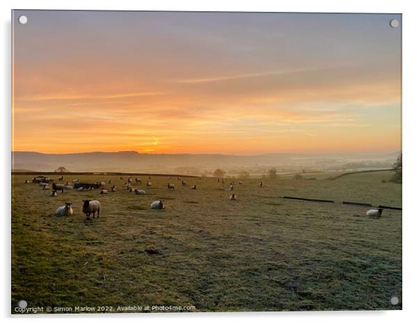 Vibrant Shropshire Sunrise Acrylic by Simon Marlow