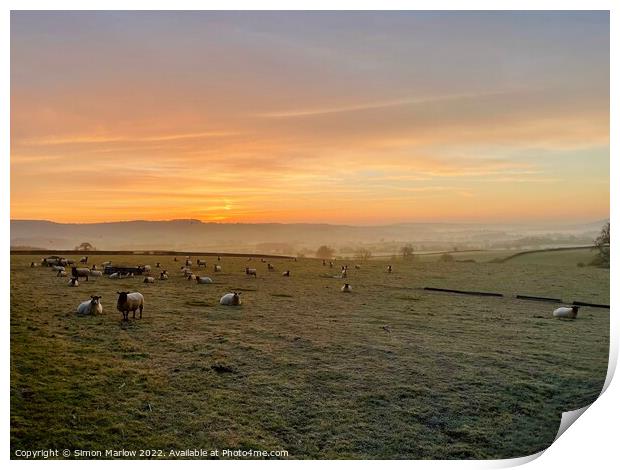 Vibrant Shropshire Sunrise Print by Simon Marlow