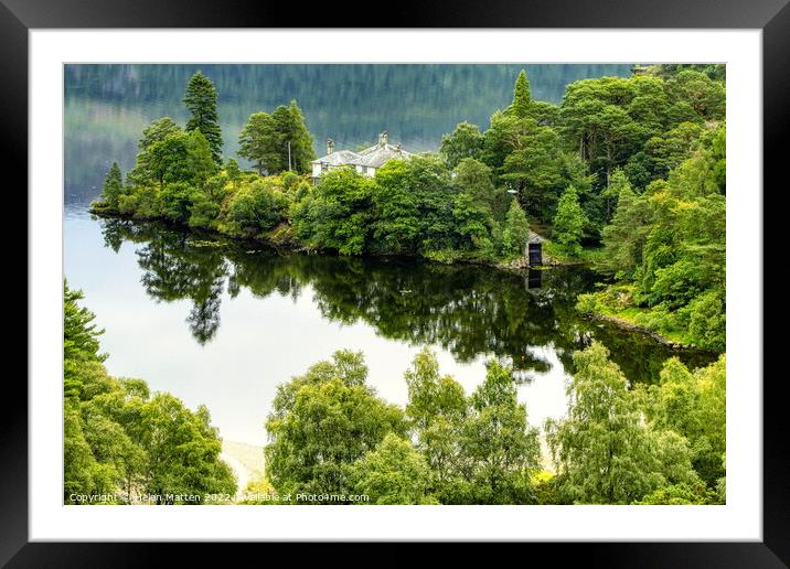 The white house in the lake Derwent water Framed Mounted Print by Helkoryo Photography
