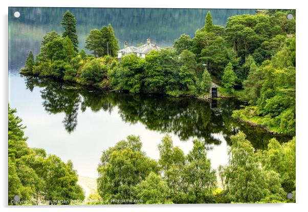 The white house in the lake Derwent water Acrylic by Helkoryo Photography