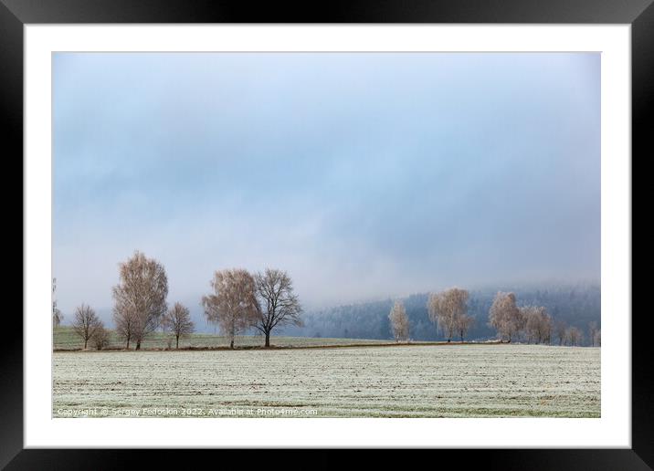 Winter landscape in Czech countryside. Framed Mounted Print by Sergey Fedoskin