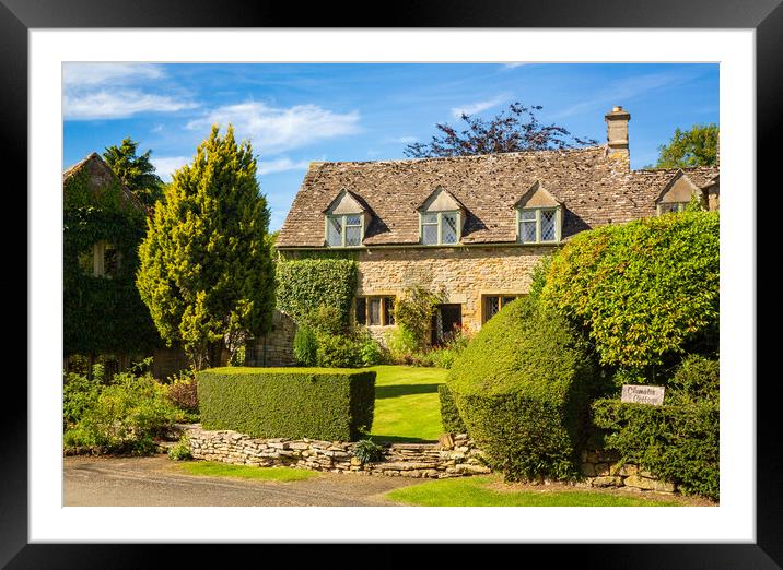 Old cotswold stone house in Icomb Framed Mounted Print by Steve Heap