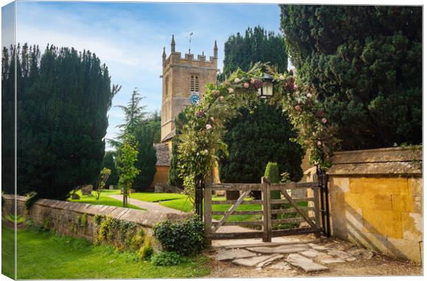 Stanway House and St Peters Church Stanton Canvas Print by Steve Heap
