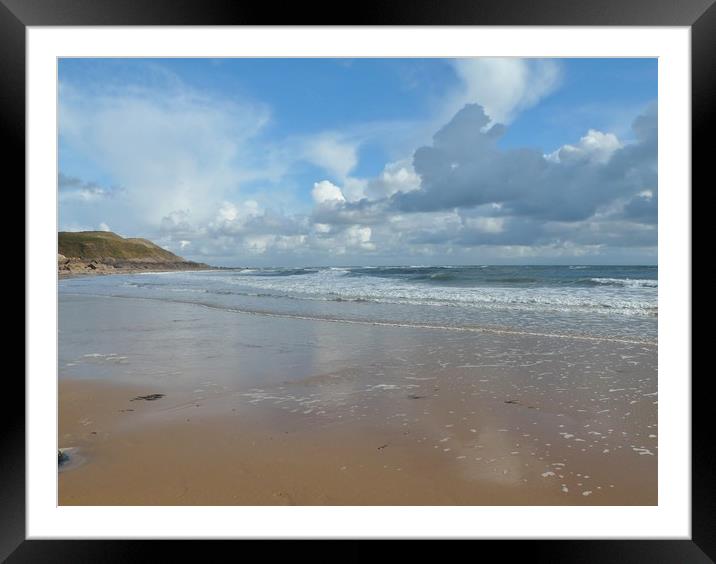 Langland Bay. Framed Mounted Print by Becky Dix