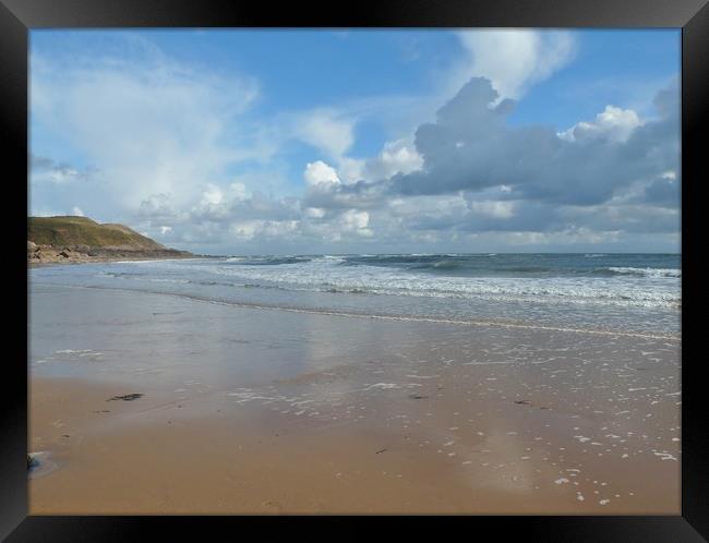 Langland Bay. Framed Print by Becky Dix