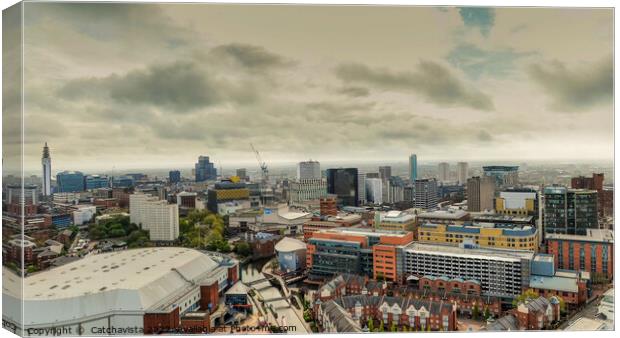 Birmingham's Skyline: Aerial Panoramic View Canvas Print by Catchavista 