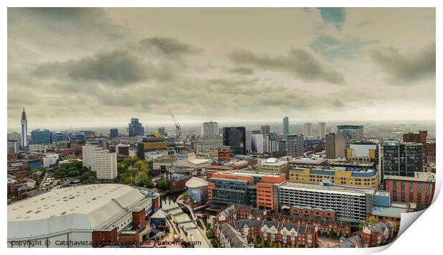 Birmingham's Skyline: Aerial Panoramic View Print by Catchavista 