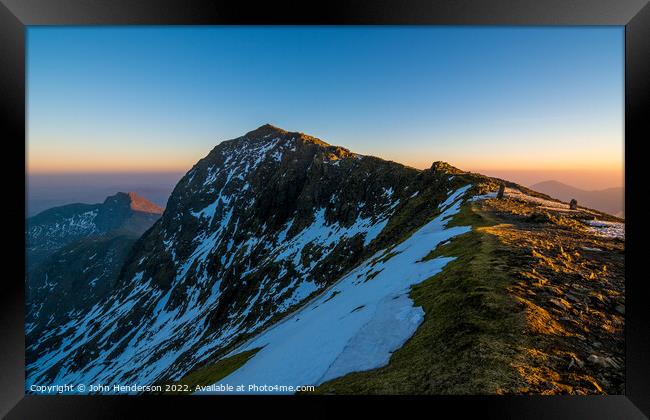 Majestic Snowdonia Sunset Framed Print by John Henderson