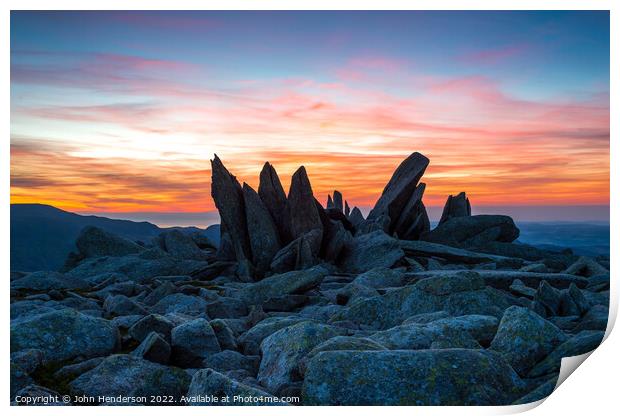 Welsh mountain sunrise. Glyder Fach. Print by John Henderson