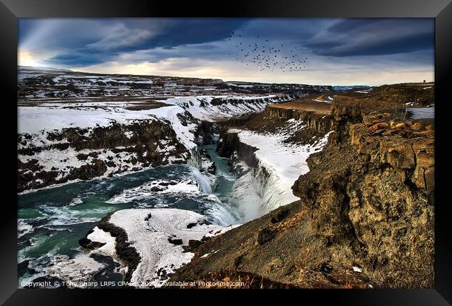 GULLFOSS WATERFALL IN WINTER - ICELAND 2 Framed Print by Tony Sharp LRPS CPAGB