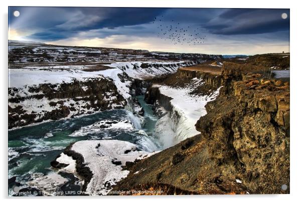 GULLFOSS WATERFALL IN WINTER - ICELAND 2 Acrylic by Tony Sharp LRPS CPAGB