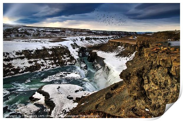GULLFOSS WATERFALL IN WINTER - ICELAND 2 Print by Tony Sharp LRPS CPAGB