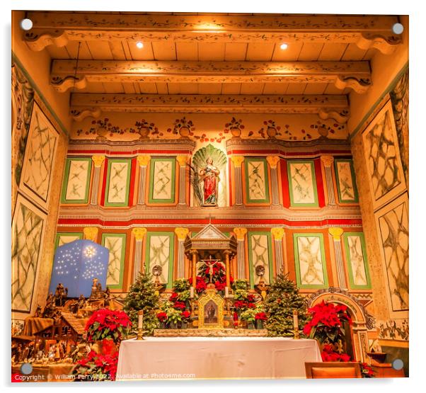 Old Mission Santa Ines Solvang California Basilica Altar Acrylic by William Perry