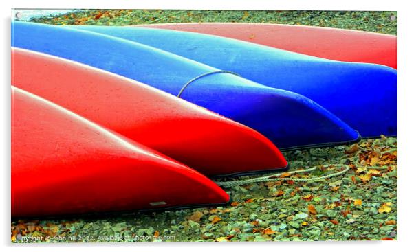 Beached canoes Acrylic by john hill