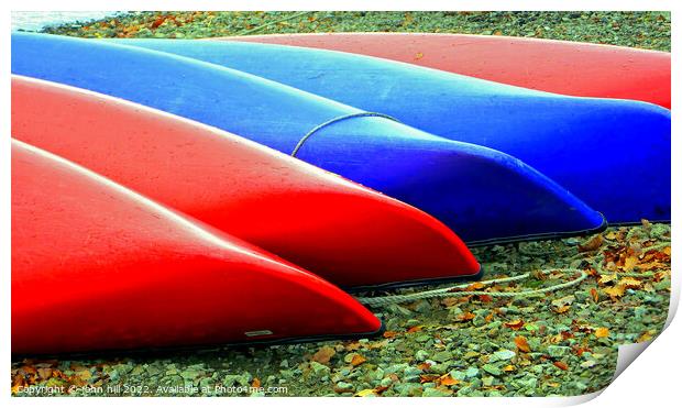 Beached canoes Print by john hill