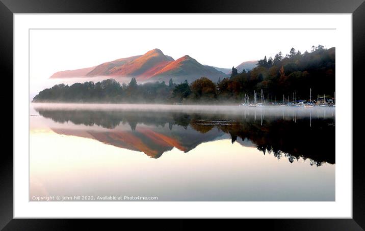 Morning reflections on Derwentwater Framed Mounted Print by john hill