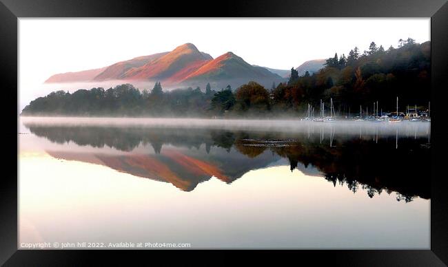 Morning reflections on Derwentwater Framed Print by john hill