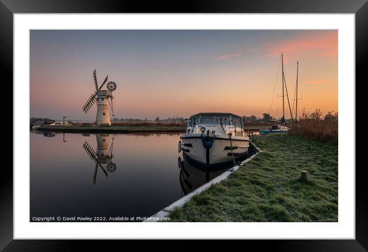 Winter Sunrise Over Thurne Mill Framed Mounted Print by David Powley