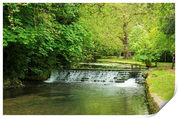 River Eye Running Through Lower Slaughter in the Cotswolds Print by Nick Jenkins