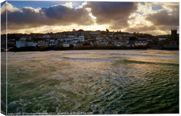Sunset over St Ives, Cornwall Canvas Print by Gordon Maclaren
