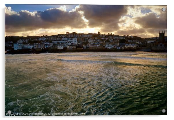 Sunset over St Ives, Cornwall Acrylic by Gordon Maclaren