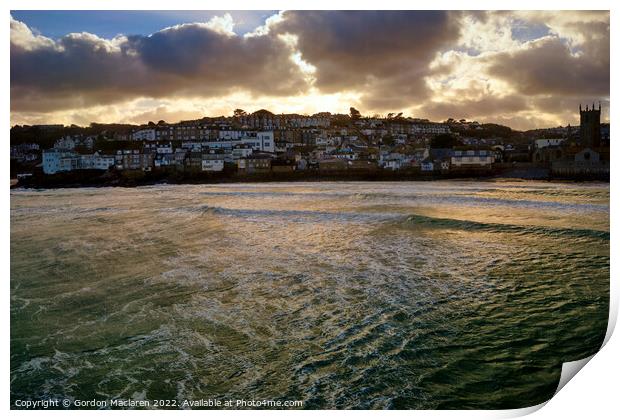 Sunset over St Ives, Cornwall Print by Gordon Maclaren