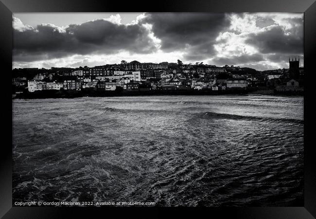 Sunset over St Ives, Cornwall Monochrome Framed Print by Gordon Maclaren