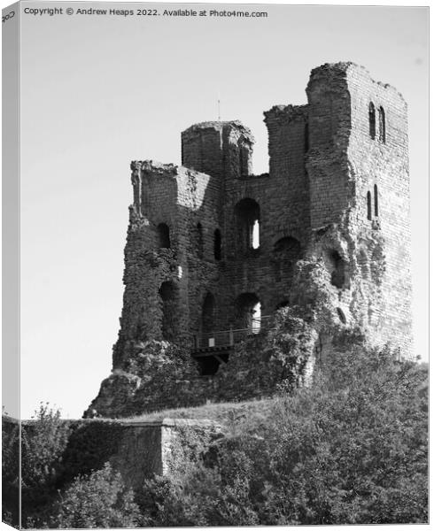 Scarborough castle in black and white Canvas Print by Andrew Heaps