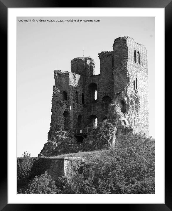 Scarborough castle in black and white Framed Mounted Print by Andrew Heaps