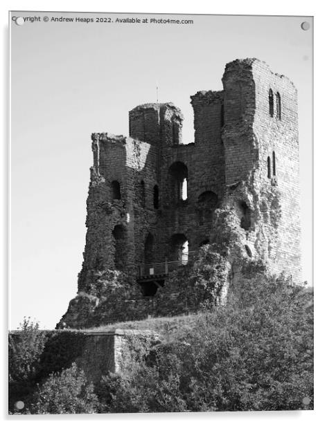 Scarborough castle in black and white Acrylic by Andrew Heaps