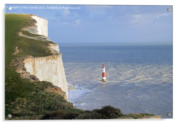 Beachy Head Lighthouse from the cliff top Acrylic by Paul Daniell