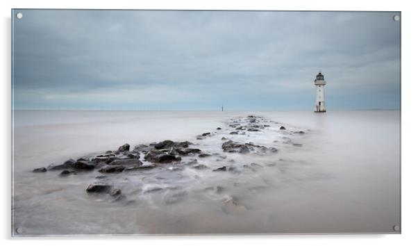 New Brighton Lighthouse At High Tide Acrylic by Phil Durkin DPAGB BPE4