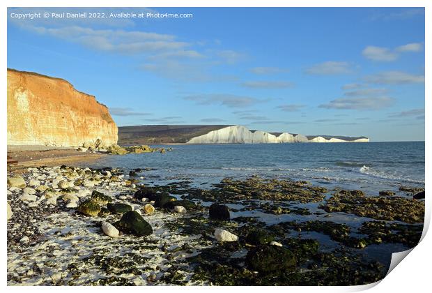 Seven Sisters from Hope cove Print by Paul Daniell