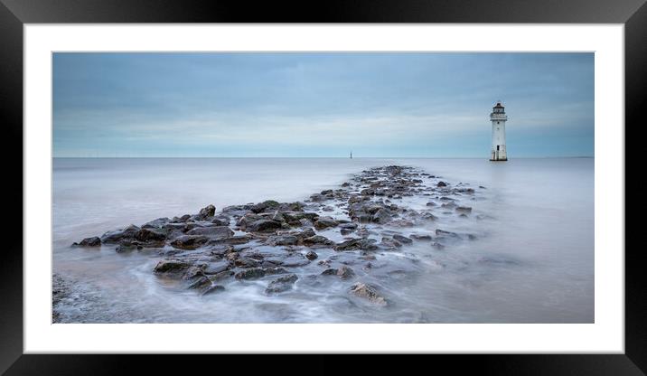New Brighton Lighthouse At High Tide Framed Mounted Print by Phil Durkin DPAGB BPE4