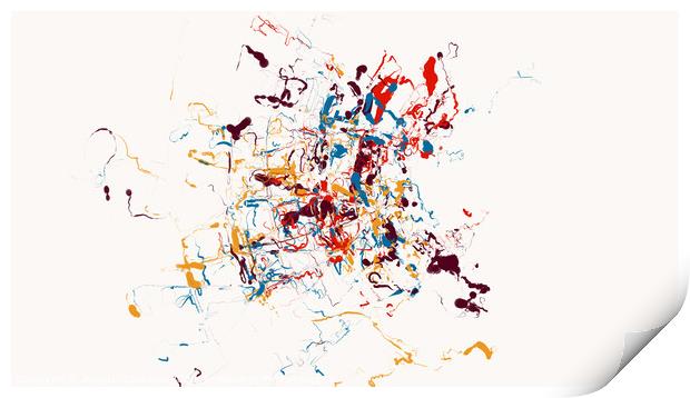 Multi color paint splatter on white background for blog header o Print by Joaquin Corbalan