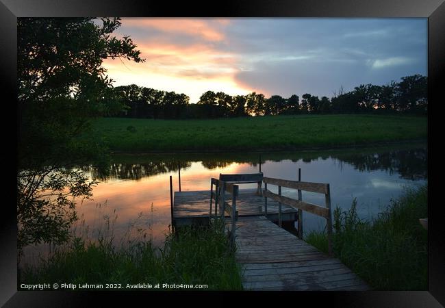 Dock at Sunset Framed Print by Philip Lehman