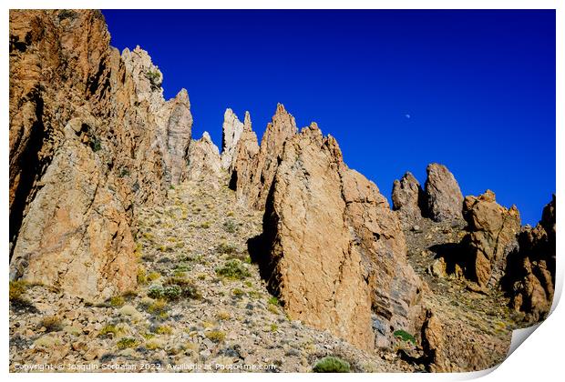 vertical rock stone formations on a bright sky sunny day Print by Joaquin Corbalan